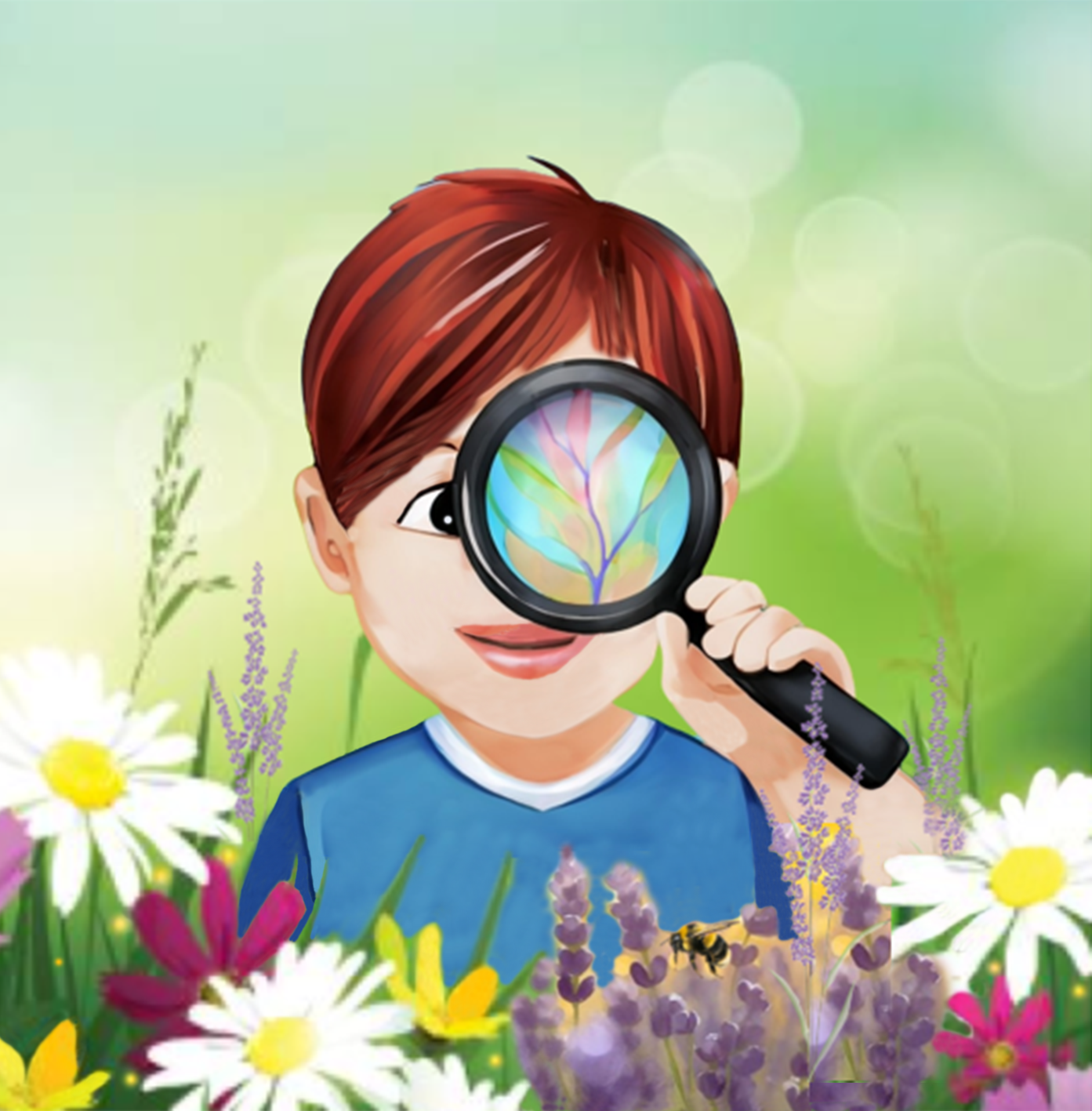 Child with magnifying glass from PS